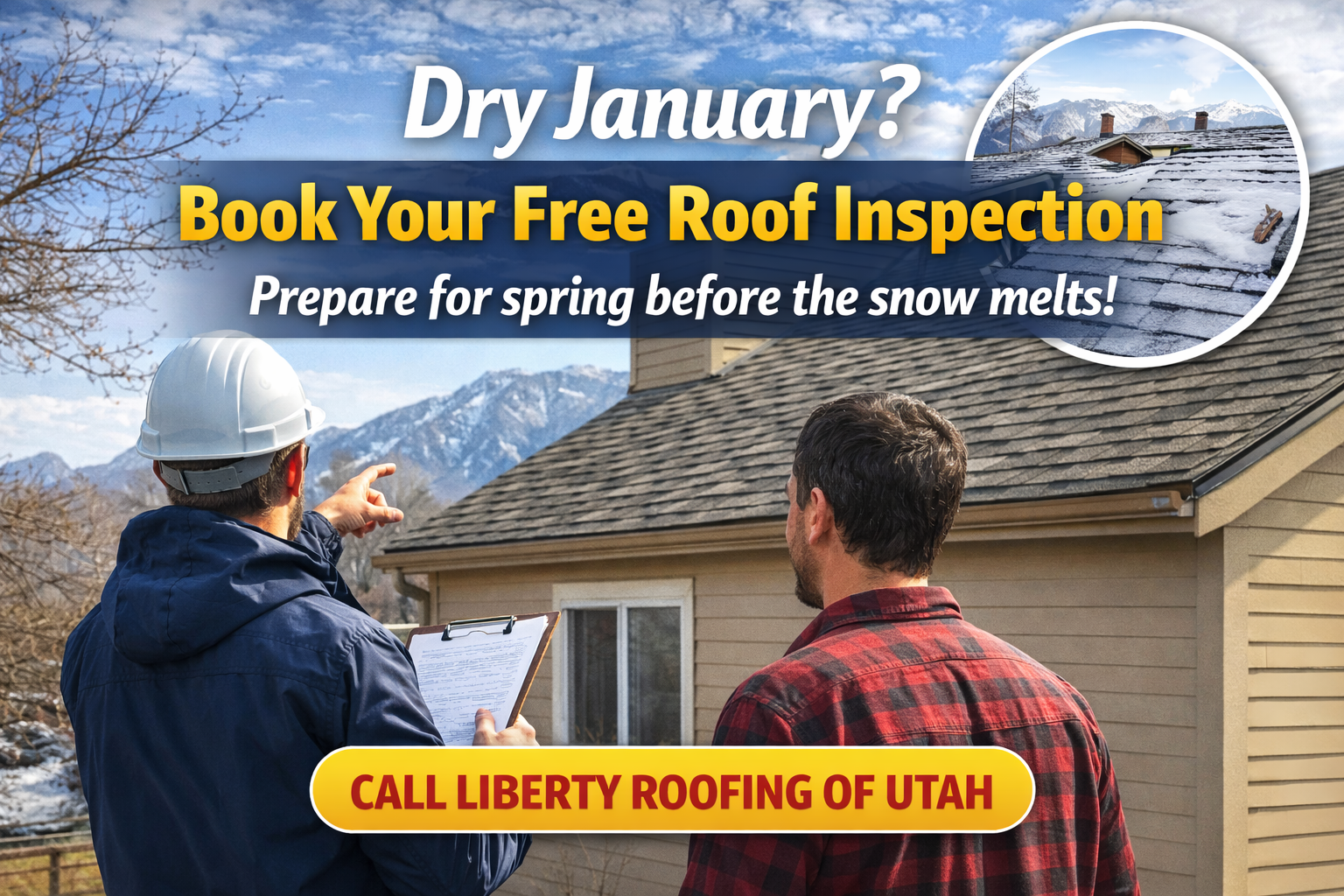 Roof inspection in Provo Utah during winter to prepare a home for spring storms