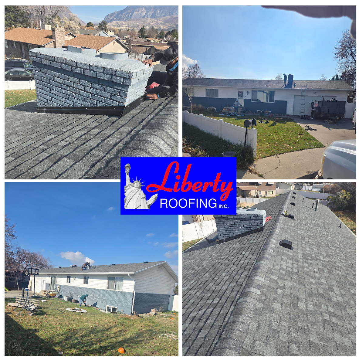 This is a complete roof replacement for an out of state owner in Orem, UT. It included a removal of the old roof, new architectural shingles, and new ventilation. The new shingles are CertainTeed landmark Georgetown Gray.