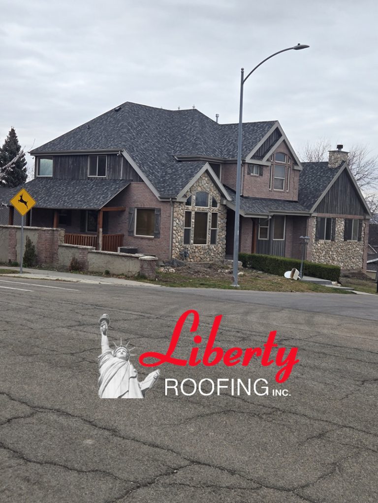 This is a complete roof replacement for Adam in Provo. He bought the house 2 months ago, and is very excited to move in! We removed the old cedar shakes that had failed, and installed a new architectural asphalt shingle roof. The new shingles are CertainTeed Landmark Thunderstorm Gray.