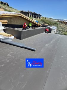 GAF bronze 60 mil TPO roof installed on luxury new construction home near Park City Utah