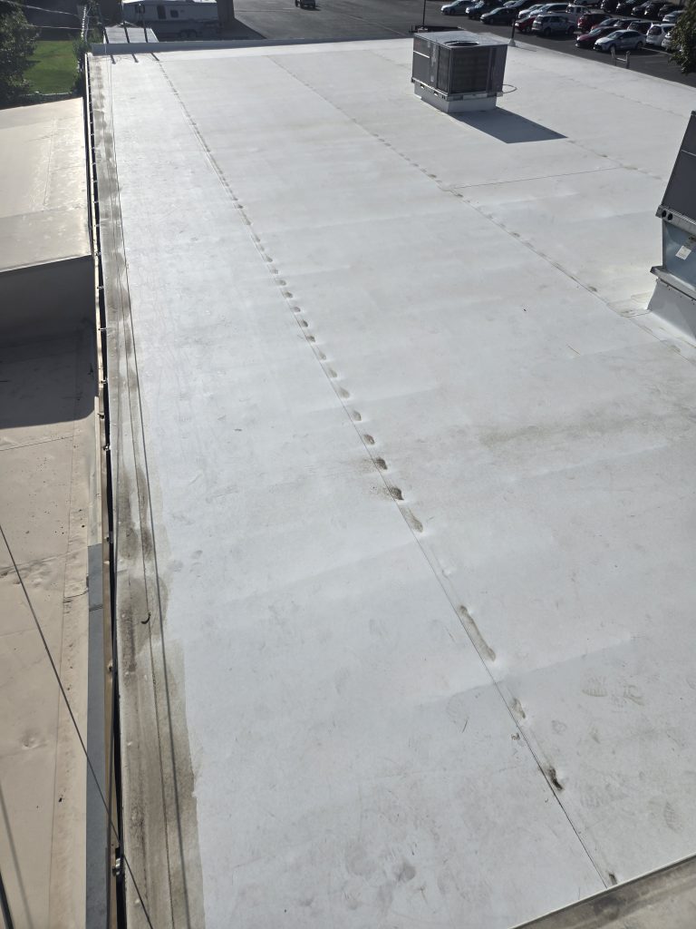 Fire Damaged Commercial TPO Roof Repair in Provo, Utah - [close up] - completed