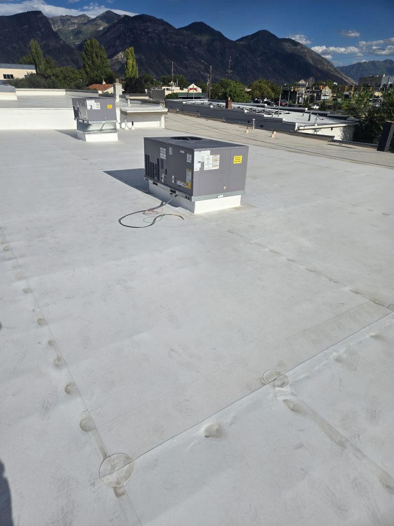Fire Damaged Commercial TPO Roof Repair in Provo, Utah - completed